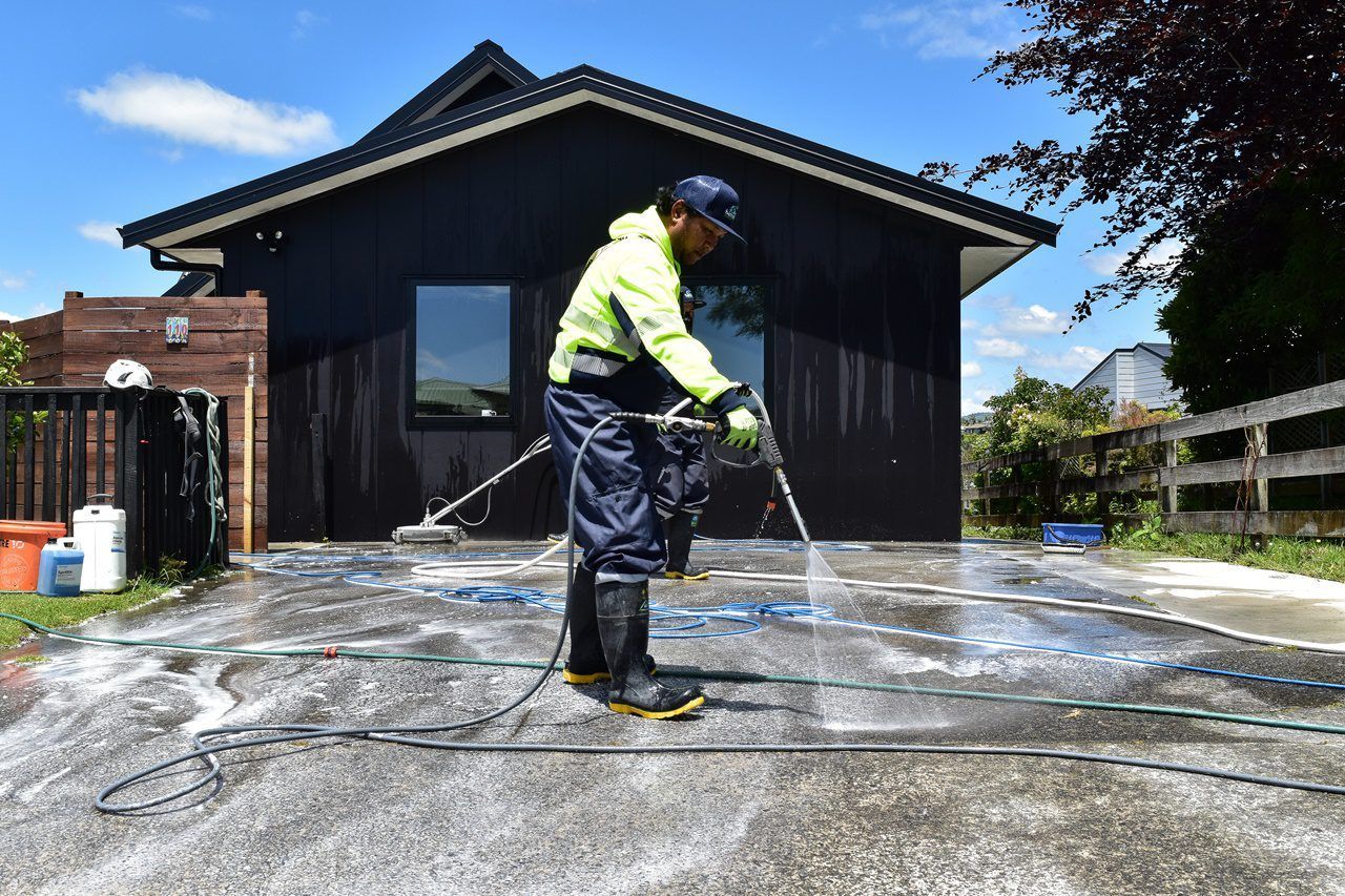 Freshly power-washed driveway in Wenonah